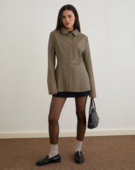 Riku Coat in PU Mushroom