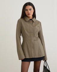 Riku Coat in PU Mushroom