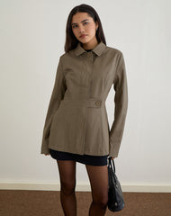 Riku Coat in PU Mushroom