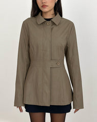 Riku Coat in PU Mushroom