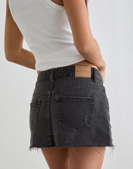 Ripped Hem Mini Skirt in Vintage Black