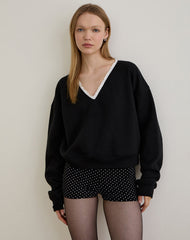Rodyn Jumper in Black with White Picot Binding