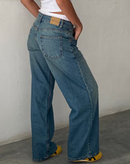 Roomy Extra Wide Low Rise Jeans in Vintage Blue Green