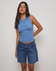 Runaba Backless Tank Top in Ibiza Blue