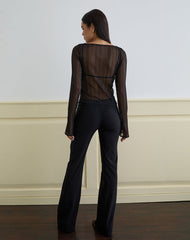 Saezuru Top in Chiffon Plisse Shimmer Black