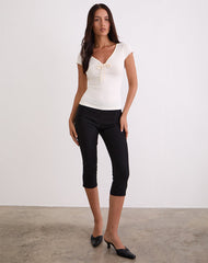 Saiba Cap Sleeve Top in Cupro Cream