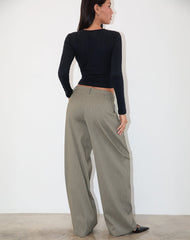 Sakira Tailored Trouser in Khaki Grey