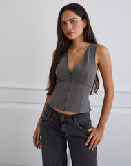 Salpa Plunge Top in Tailoring Charcoal
