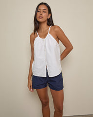 Sanja Scoop Button Top in Ivory