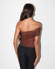 Sarla One Shoulder Top in Jersey Glitter Copper