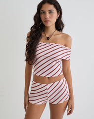 Ciana Hot Pants in Diagonal Stripe Pink