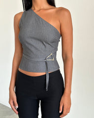 Sayaka One Shoulder Top in Tailoring Charcoal
