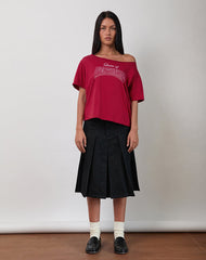 Scottie Slouchy Tee in Adrenaline Red with Overthinking Graphic