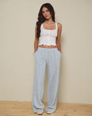 Semur Trouser in Broderie Ice Blue