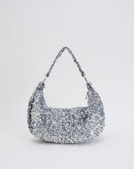 Sequin Hobo Bag in Silver