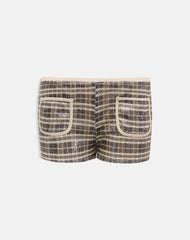 Serafim Short in Sequin Vintage Check Brown