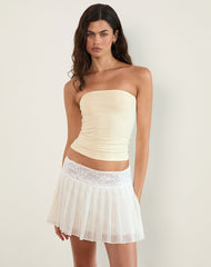 Akara Pleated Mini Skirt in Chiffon Ivory