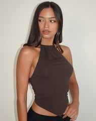 Shalas Halter Top in Jersey Bitter Chocolate