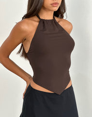 Shalas Halter Top in Jersey Bitter Chocolate