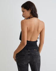 Sherlyn Halter Top in Cupro Black