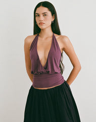 Sherlyn Halter Top in Cupro Deep Purple