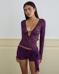 Shoumi Short with Frill in Lace Purple