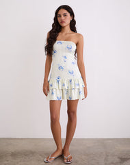 Sitav Dress in Floral Stripe Cream