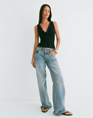 Slater Studded Top in Rayon Jersey Black