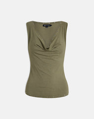 Slater Studded Top in Rayon Jersey Khaki