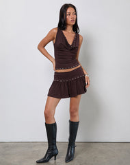 Slater Studded Top in Rayon Jersey Bitter Chocolate