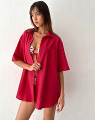 Smith Oversized Shirt in Adrenaline Red