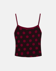 Solani Top in Brown with Big Polka Red