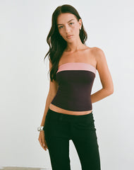 Solna Bandeau Top in Redwood with Pink Lady Binding