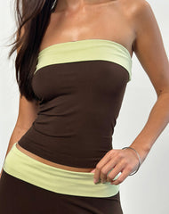 Solna Bandeau Top in Chocolate Brown with Pistachio Binding