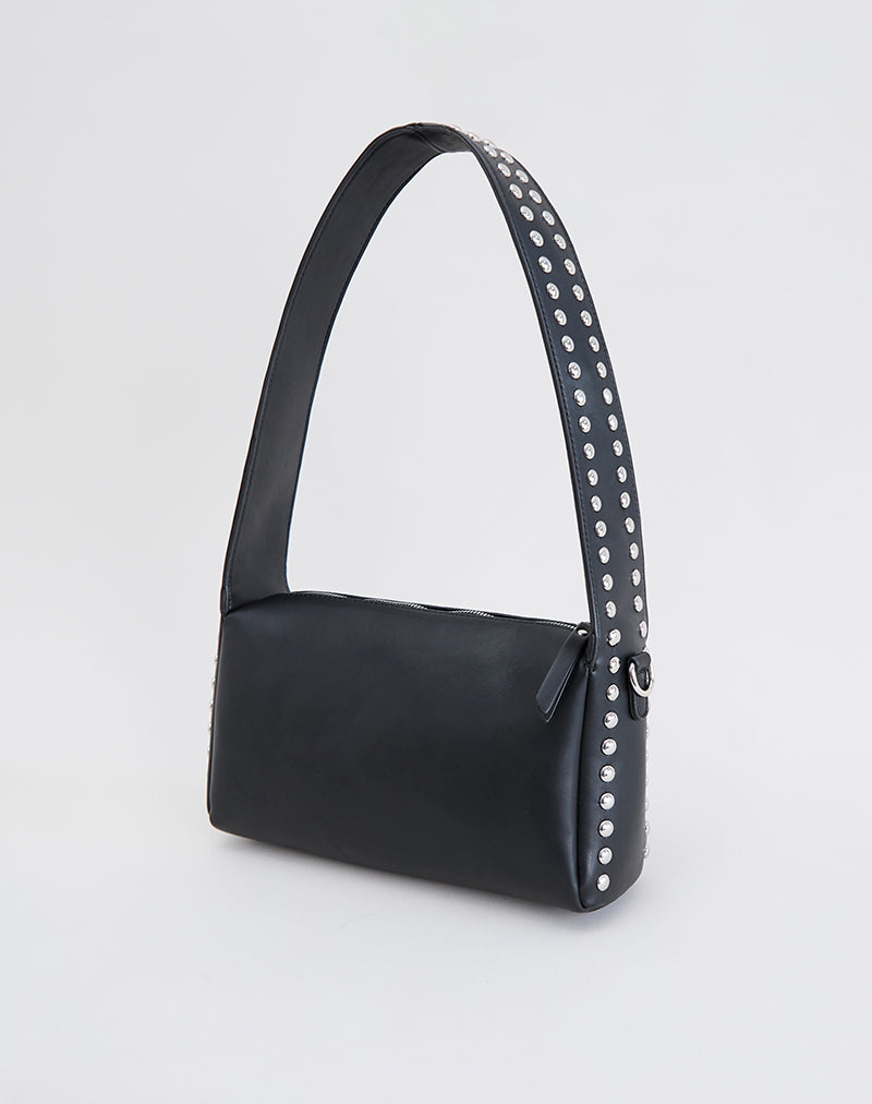 Studded Shoulder Bag in Black