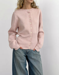 Subra Long Sleeve Cardigan in Pink