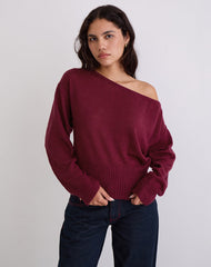 Suena Asymmetric Jumper in Wine