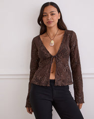 Sukita Cardigan in Sequin Knit Dark Brown