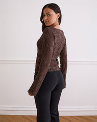 Sukita Cardigan in Sequin Knit Dark Brown