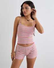 Eunia Shorts in Stripe Rib Pink and Lilac