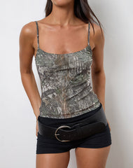 Sunala Cami Top in Mesh Forest Camo