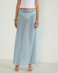 Surina Maxi Skirt in Blurred Check Blue
