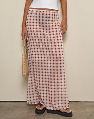 Surina Maxi Skirt in Chiffon Blurred Check Peach