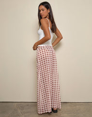 Surina Maxi Skirt in Chiffon Blurred Check Peach
