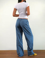 Lirura Low Rise Trouser in Navy Tartan Poplin