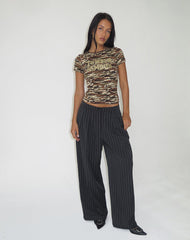 Syra Pleated Trousers in Pinstripe Black