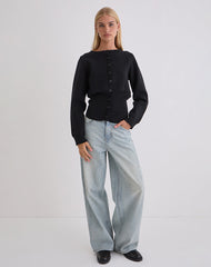 Subra Long Sleeve Cardigan in Black