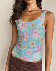 Tampa Top in Sequin Blooming Flower Blue