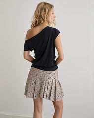 Tarja Mini Skirt in Beige with Polka Pinstripe