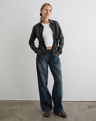 Tarsi Fitted Shirt in Mono Pinstripe Grey